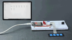 Meshbot implementation for controlling four LEDs using 1x4 keypad