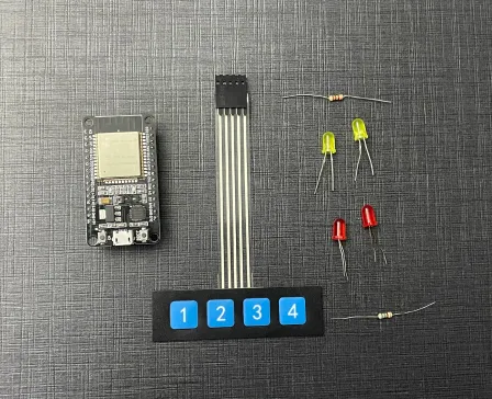 Meshbot implementation for controlling four LEDs using 1x4 keypad